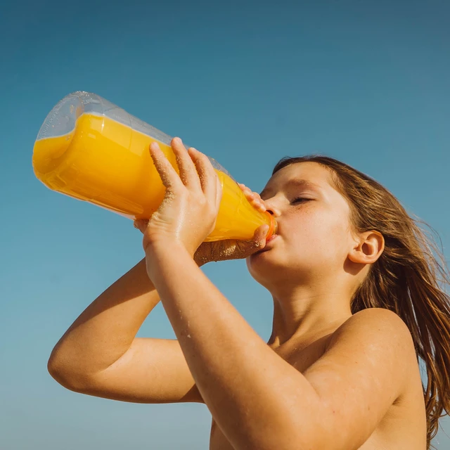 Girl drinking juice