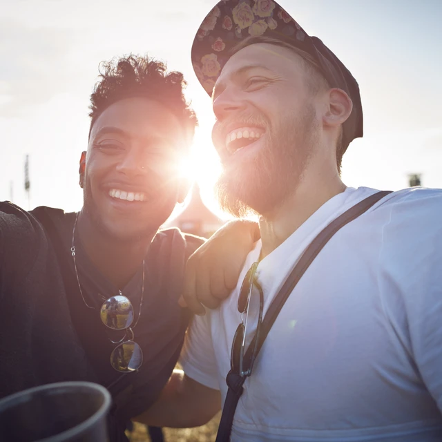 two people smiling