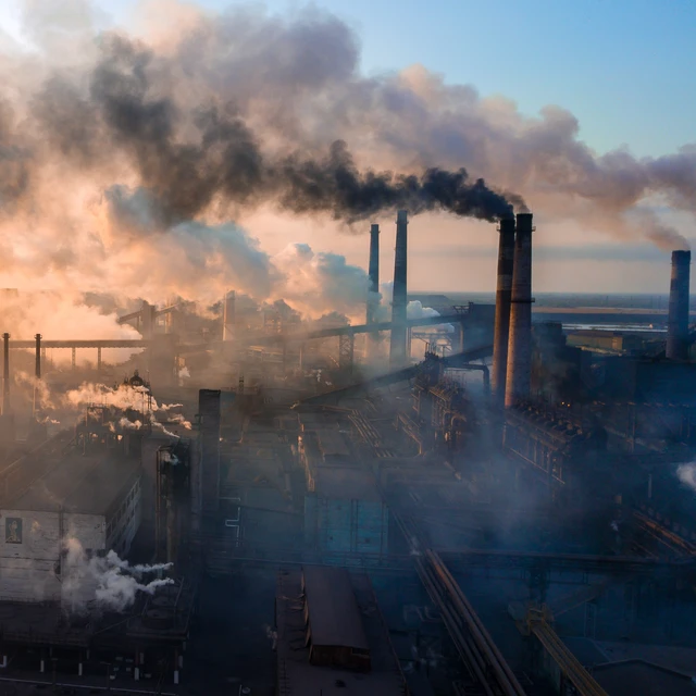 Industrial metallurgical plant emitting Carbon dioxide (CO2)