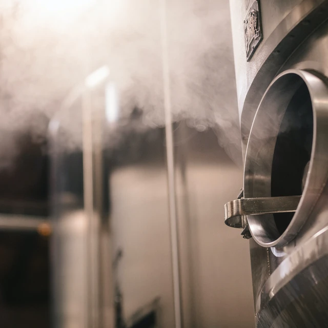 Metal container in brewing facility