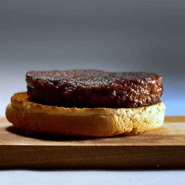 Plant-based patty on burger bun