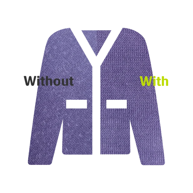 cardigan with and without biopolishing