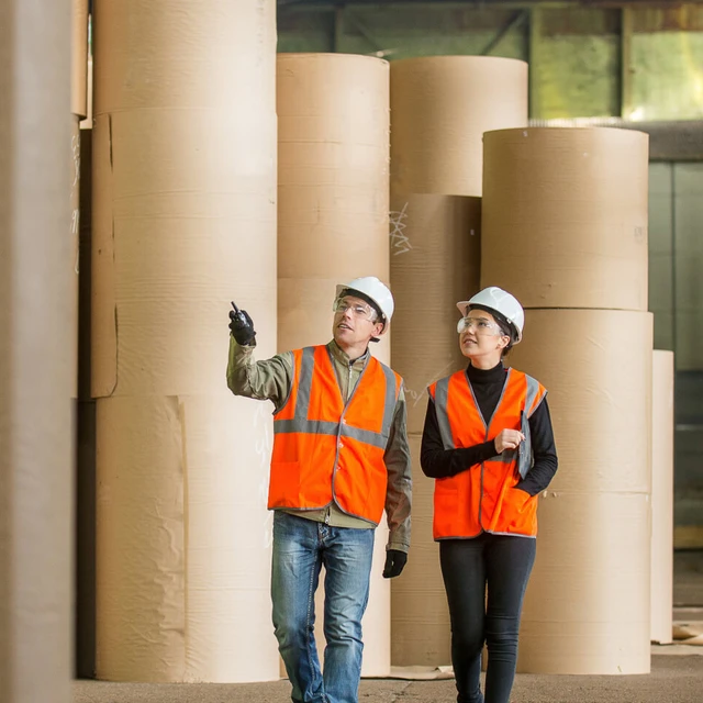 rolls of paper at factory