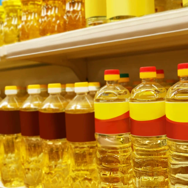 vegetable oil on supermarket shelf