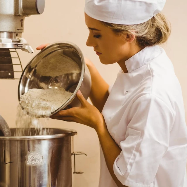 Industrial baker using flour