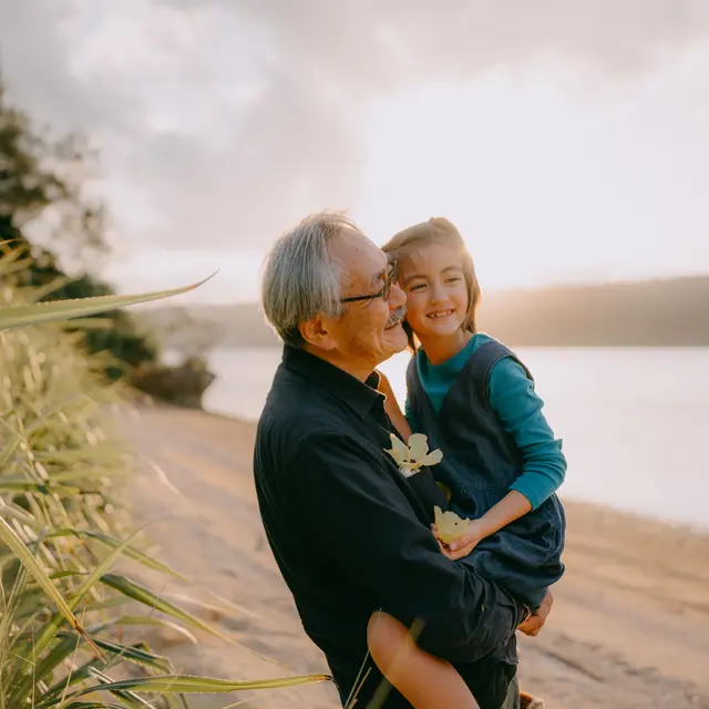 Healthy grandfather and grandchild spending quality time togeather