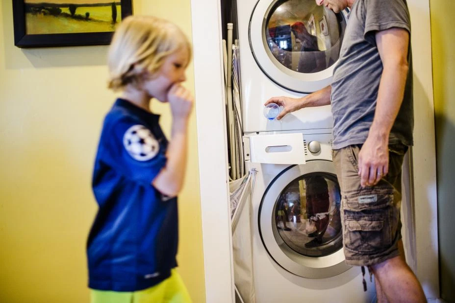 Family doing laundry