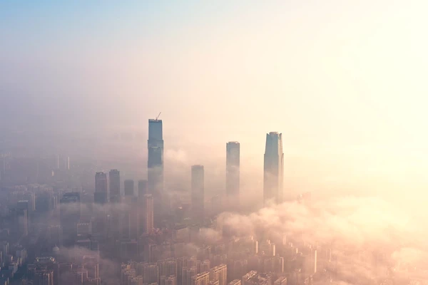 Sky view of city and urban grime