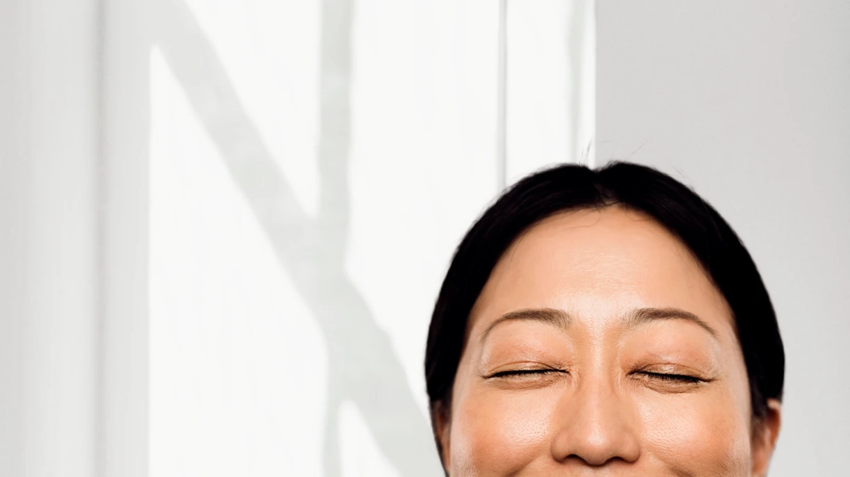 young asian womans head