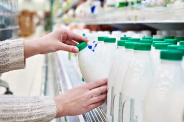 Dairy in supermarket cooler